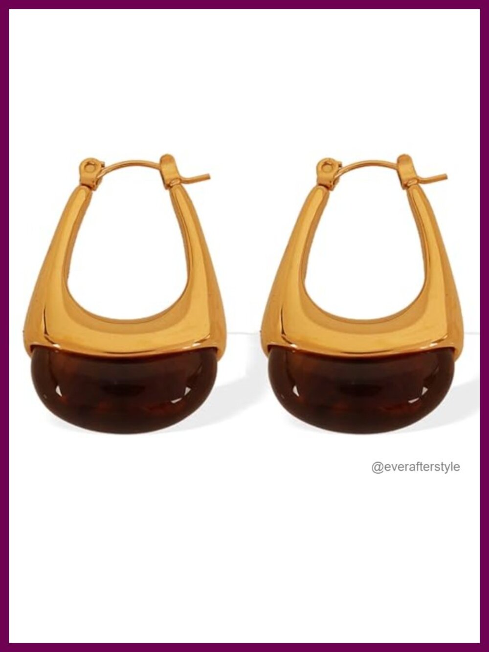 Gold Plated Stainless Steel Resin Teardrop Dangle Earrings
